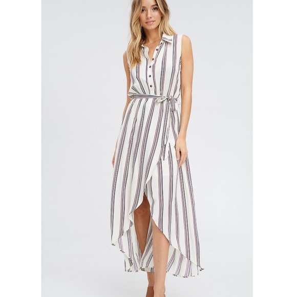 striped button down dress